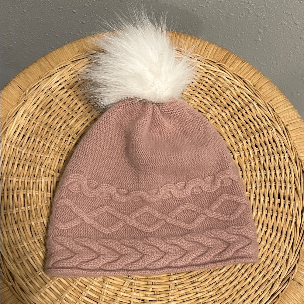 White Pine‎ 100% Cashmere Knit Pom Hat Pink
